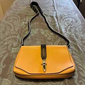 Rag & Bone New York Leather Chain Shoulder Bag Tan Camel Vintage Style Crossbody